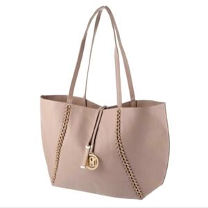 Badgley Mischka Decorative Chain Tote Taupe NEW
